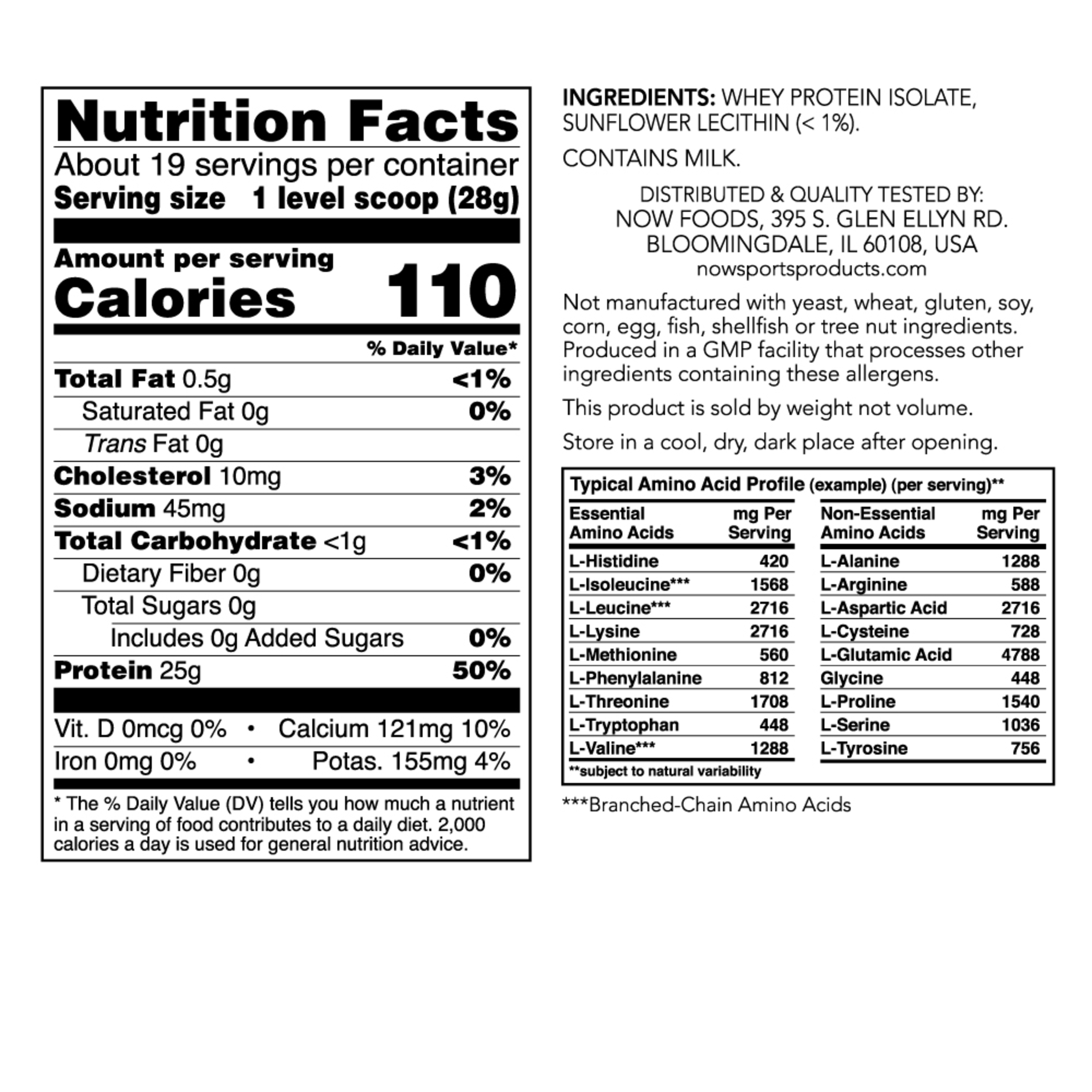 NOW Sports Whey Protein Isolate Неовкусен 544 Г на Цена от 88.00