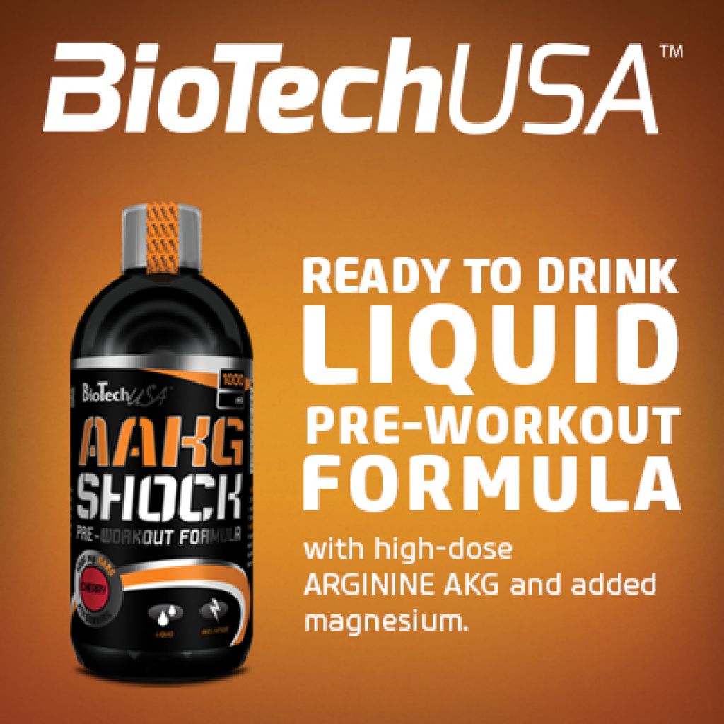 AAKG Shock Extreme е течна предтренировъчна формула от Biotech
